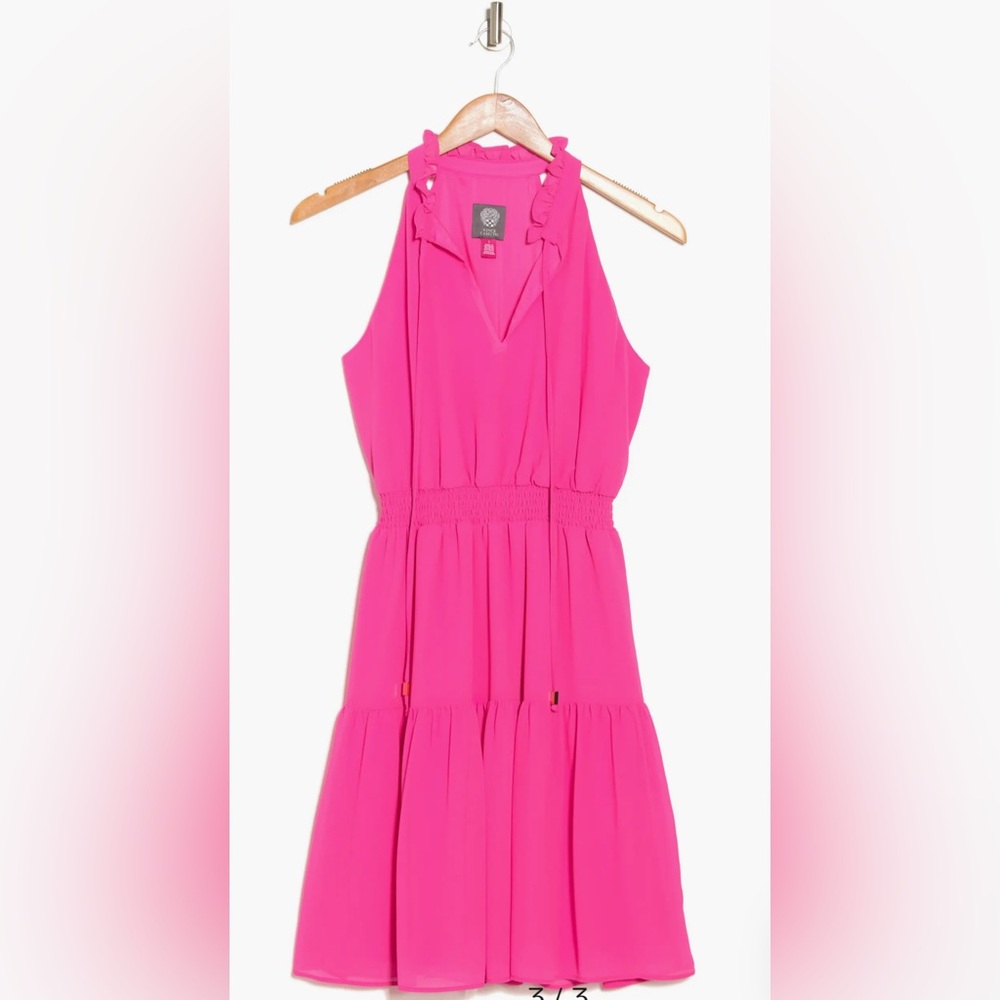 Vince Camuto Hot Pink Sleeveless Smock Waist Chiffon Dress, Size 6. NWT.